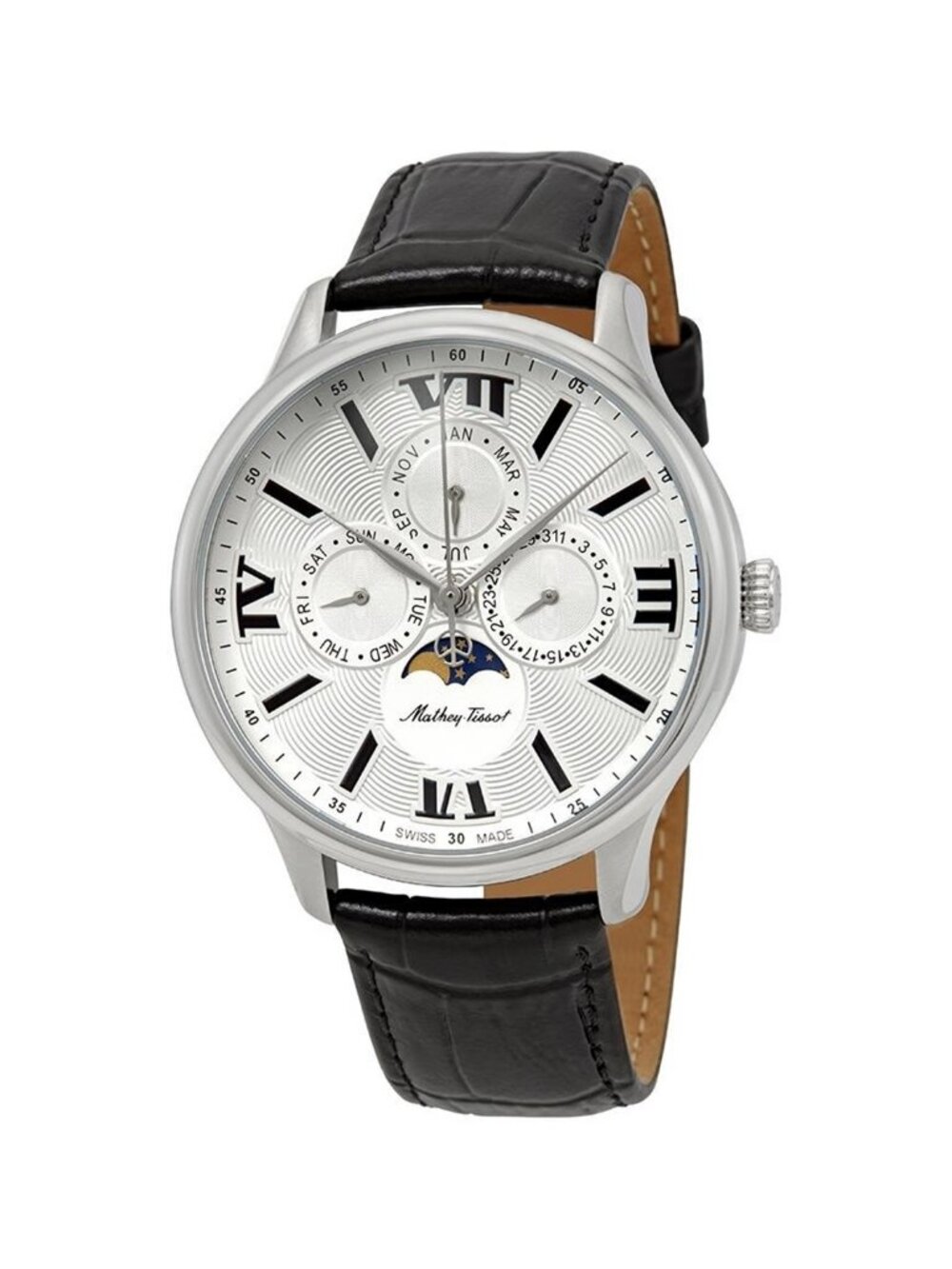 NWT Mathey-Tissot Edmond Moon Phase Silver Dial Men's Watch
